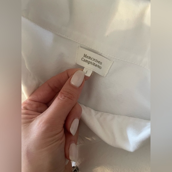 Oversized White Denim Button-Up Cape Jacket/Vest - Picture 9 of 10